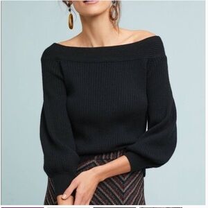Like New MOTH by Anthropologie Dancer Off Shoulder Sweater Black Small petite